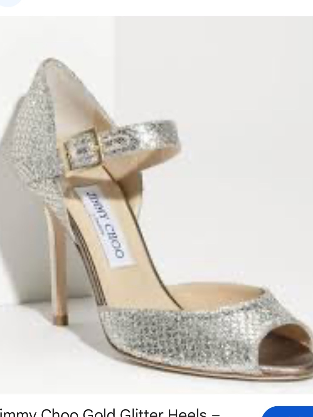 Jimmy Choo Silver Metallic Sparkle Glitter Mary Jane Strap Heels